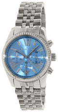 Michael Kors Lexington Chronograph Blue Dial Silver Steel Strap Watch For Women - MK5887