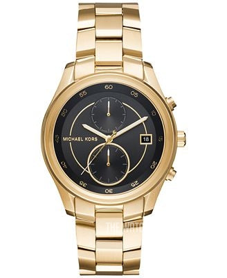 Michael Kors Blair Quartz Black Dial Gold Steel Strap Watch For Women - MK6497