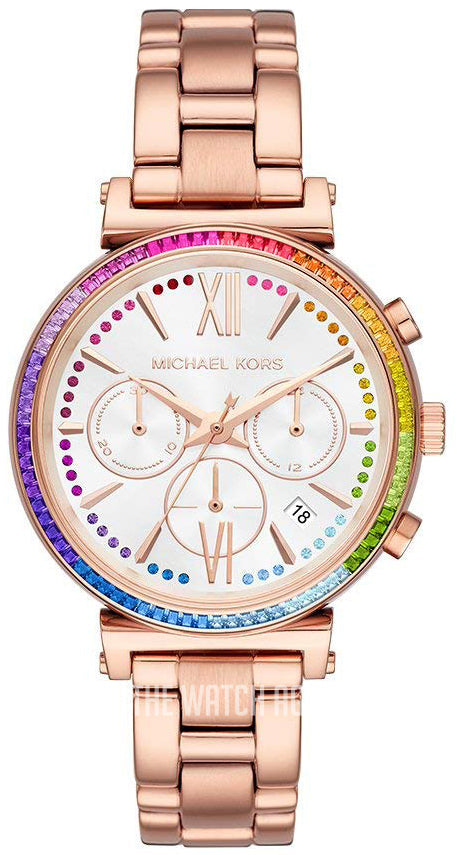 Michael Kors Sofie White Dial Rose Gold Steel Strap Watch For Women - MK6577