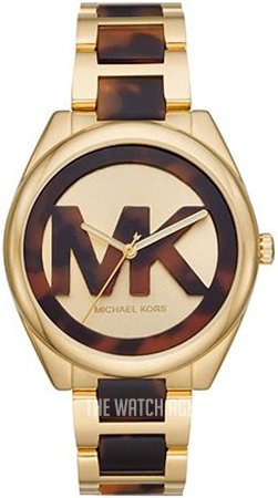 Michael Kors Janelle Three-Hand Gold Dial Two Tone Steel Strap Watch For Women - MK7136