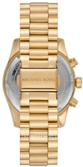 Michael Kors Lexington Chronograph Sky Blue Dial Gold Steel Strap Watch For Women - MK7216