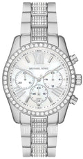 Michael Kors Lexington Chronograph White Dial Silver Steel Strap Watch For Women - MK7243