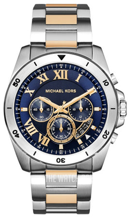 Michael Kors Brecken Chronograph Blue Dial Two Tone Steel Strap Watch For Men - MK8437