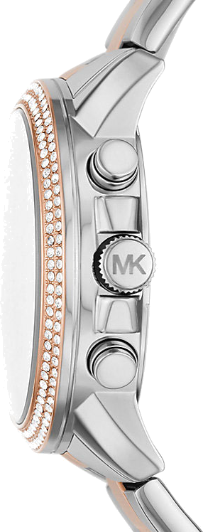 Michael Kors Bryn Pave Chronograph White Dial Two Tone Steel Strap Watch For Women - MK7201