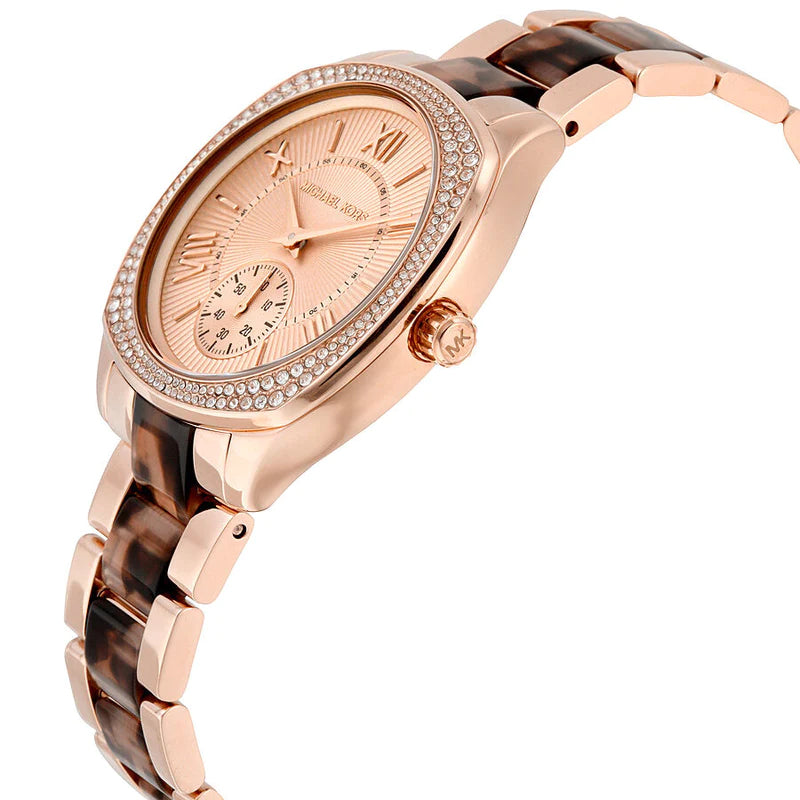 Michael Kors Bryn Rose Gold Dial Two Tone Steel Strap Watch For Women - MK6276