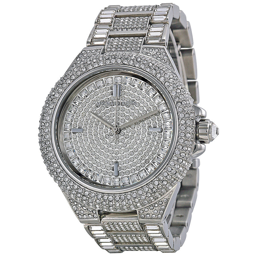 Michael Kors Kerry Crystal Pave Silver Dial Silver Steel Strap Watch For Women - MK3359