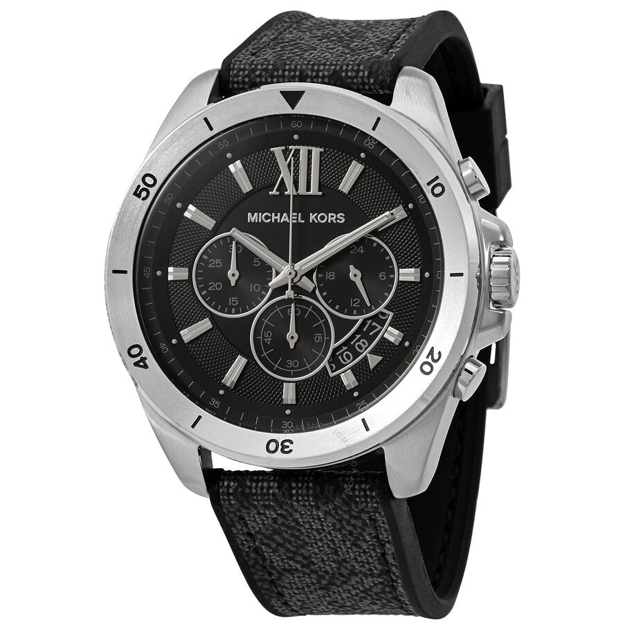 Michael Kors Brecken Chronograph Black Dial Black PVC Strap Watch For Men - MK8850