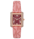 Michael Kors Emery Quartz Diamonds Red Dial Pink Leather Strap Watch For Women - MK2966