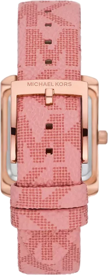 Michael Kors Emery Quartz Diamonds Red Dial Pink Leather Strap Watch For Women - MK2966