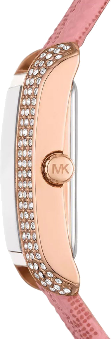 Michael Kors Emery Quartz Diamonds Red Dial Pink Leather Strap Watch For Women - MK2966