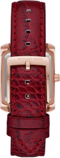 Michael Kors Emery Quartz Diamonds Silver Dial Red Leather Strap Watch For Women - MK4689