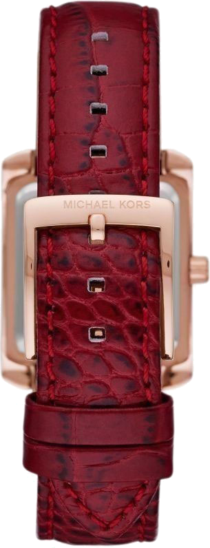 Michael Kors Emery Quartz Diamonds Silver Dial Red Leather Strap Watch For Women - MK4689