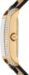 Michael Kors Emery Quartz Diamonds Black Dial Cheetah Print Leather Strap Watch For Women - MK7387