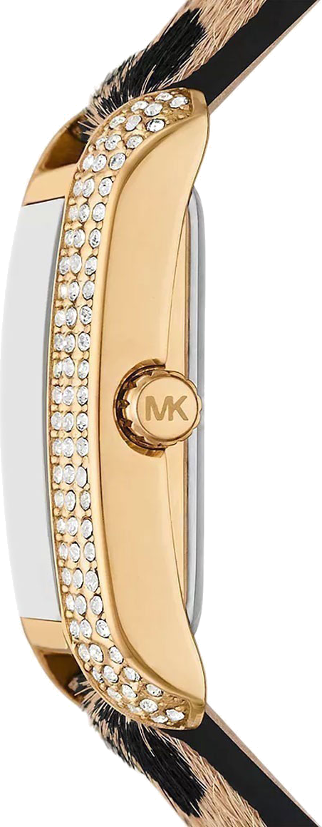 Michael Kors Emery Quartz Diamonds Black Dial Cheetah Print Leather Strap Watch For Women - MK7387