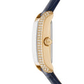 Michael Kors Emery Quartz Diamond Silver Dial Blue Leather Strap Watch For Women - MK2982