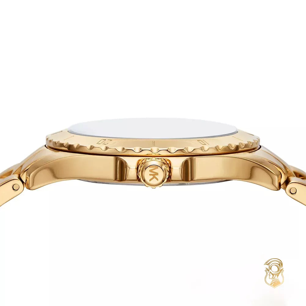 Michael Kors Everest Three-Hand Black Dial Gold Steel Strap Watch For Men - MK9078