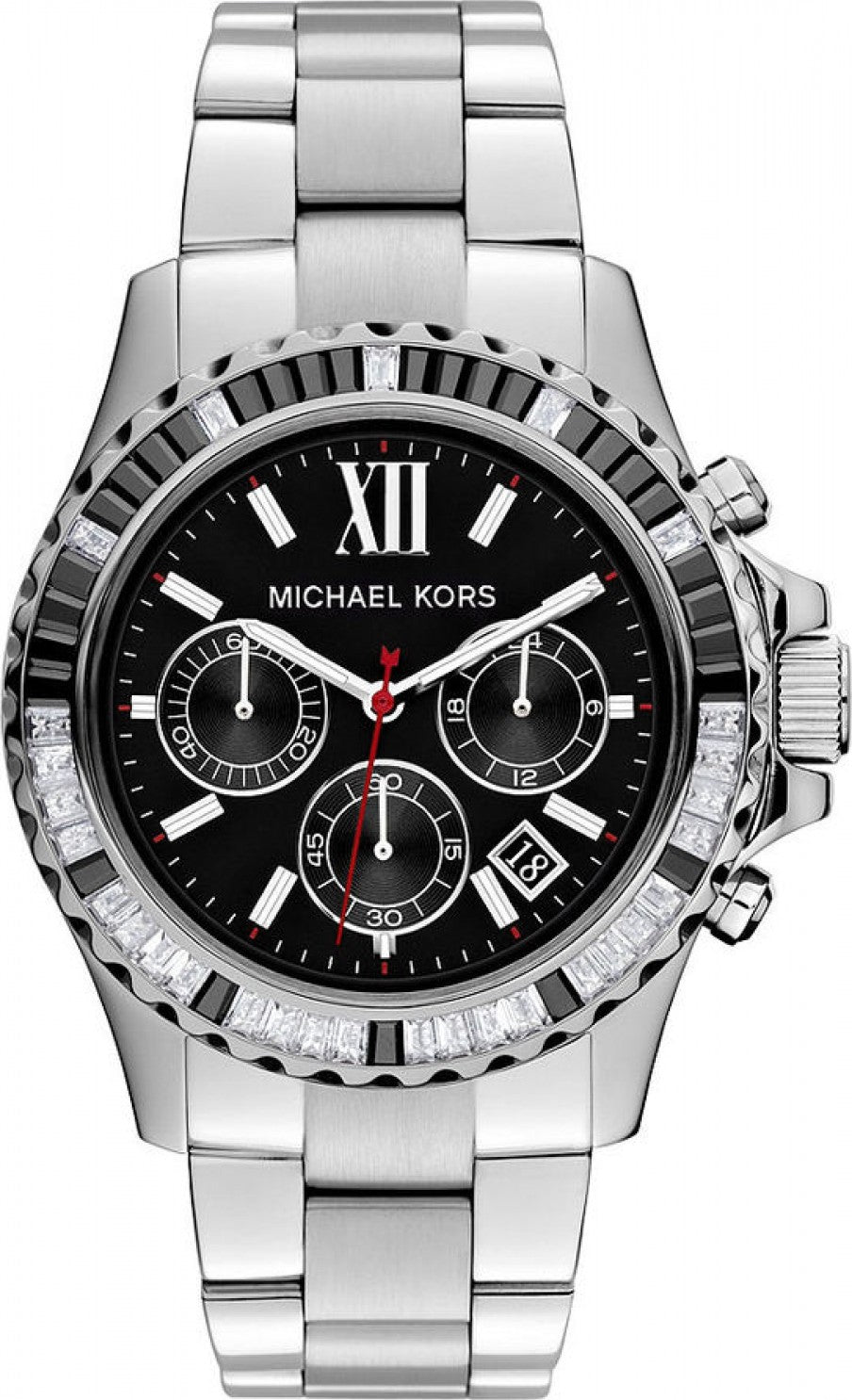 Michael Kors Everest Chronograph Black Dial Silver Steel Strap Watch For Women - MK5753