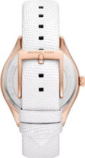 Michael Kors Harlowe Analog Rose Gold Dial White Leather Strap Watch For Women - MK2989