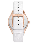 Michael Kors Harlowe Analog Rose Gold Dial White Leather Strap Watch For Women - MK2989