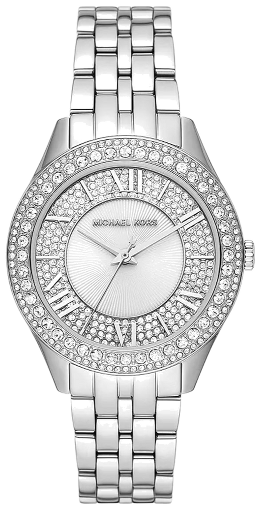 Michael Kors Harlowe Three-Hand Quartz Silver Dial Silver Steel Strap Watch For Women - MK4708