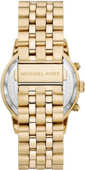 Michael Kors Hutton Chronograph Gold Dial Gold Steel Strap Watch For Men - MK8953