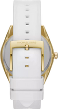 Michael Kors Janelle Three Hand Silver Dial White Rubber Strap Watch For Women - MK7141