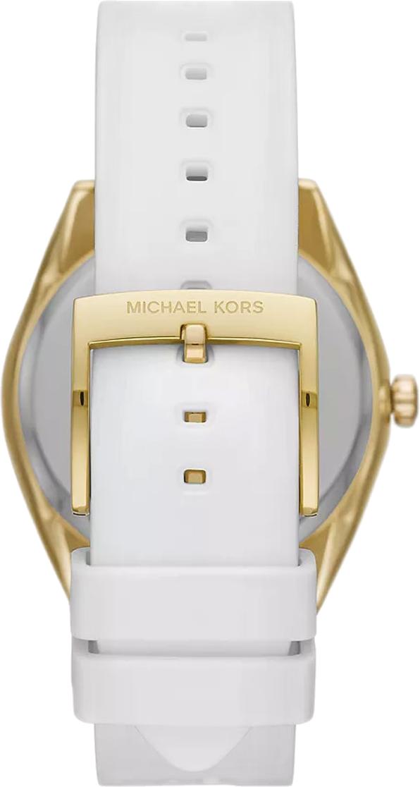 Michael Kors Janelle Three Hand Silver Dial White Rubber Strap Watch For Women - MK7141