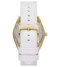 Michael Kors Janelle Three Hand Silver Dial White Rubber Strap Watch For Women - MK7141