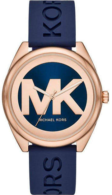 Michael Kors Janelle Three Hand Blue Dial Blue Rubber Strap Watch For Women - MK7140