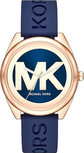 Michael Kors Janelle Three Hand Blue Dial Blue Rubber Strap Watch For Women - MK7140