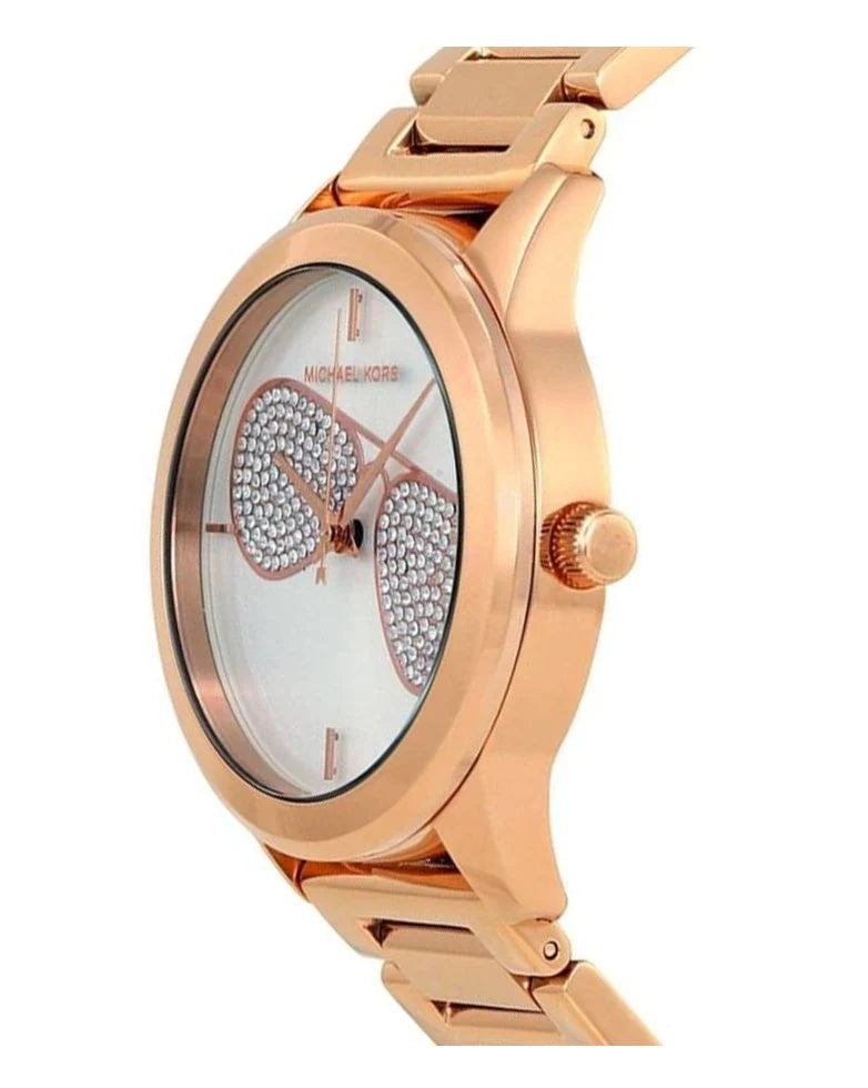 Michael Kors Hartman Analog White Dial Rose Gold Steel Strap Watch For Women - MK3673