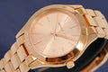 Michael Kors Mini Slim Runway Chronograph Quartz Rose Gold Dial Rose Gold Steel Strap Watch For Women - MK3205