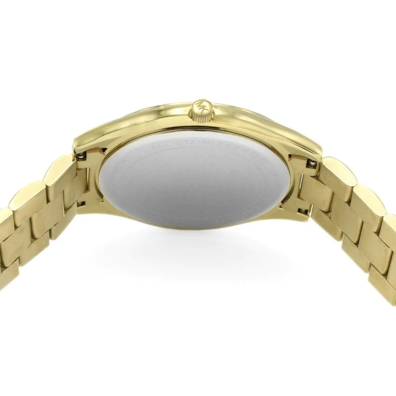 Michael Kors Slim Runway Analog Quartz Gold Dial Gold Steel Strap Watch For Women - MK3739