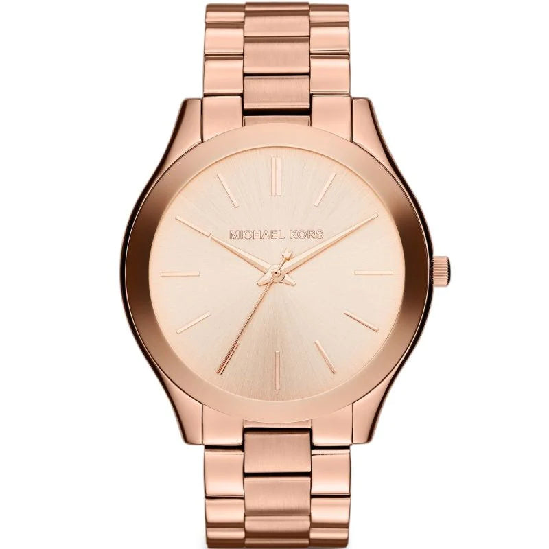 Michael Kors Mini Slim Runway Chronograph Quartz Rose Gold Dial Rose Gold Steel Strap Watch For Women - MK3205