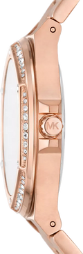 Michael Kors Lennox Three-Hand Black Dial Rose Gold Steel Strap Watch For Women - MK7233