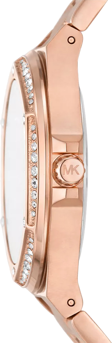 Michael Kors Lennox Three-Hand Black Dial Rose Gold Steel Strap Watch For Women - MK7233