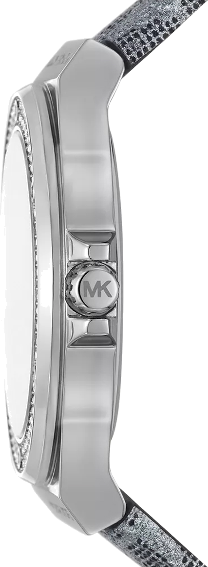 Michael Kors Lennox Quartz Black Dial Grey Leather Strap Watch For Women - MK7309