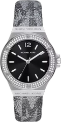 Michael Kors Lennox Quartz Black Dial Grey Leather Strap Watch For Women - MK7309