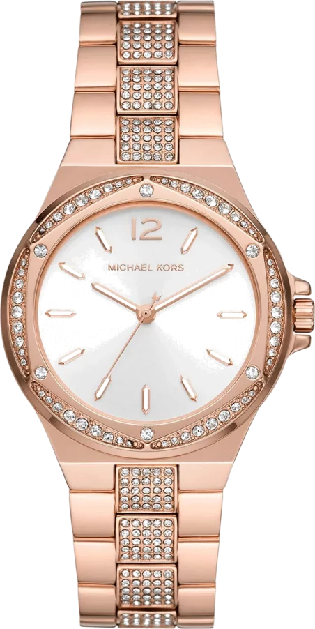 Michael Kors Lennox Three-Hand Silver Dial Rose Gold Steel Strap Watch For Women - MK7362