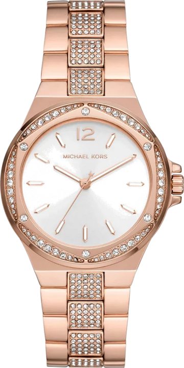 Michael Kors Lennox Three-Hand Silver Dial Rose Gold Steel Strap Watch For Women - MK7362