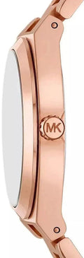 Michael Kors Lennox Three Hand Black Dial Rose Gold Steel Strap Watch For Women - MK7392