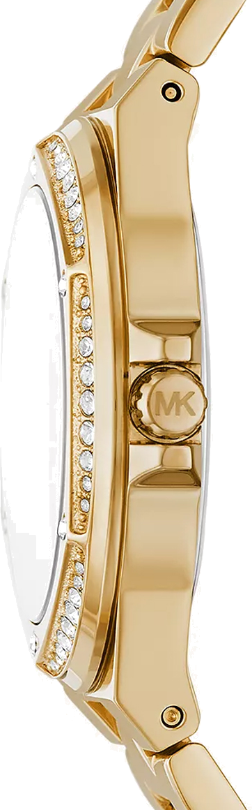 Michael Kors Lennox Quartz Black Dial Gold Steel Strap Watch For Women - MK7404