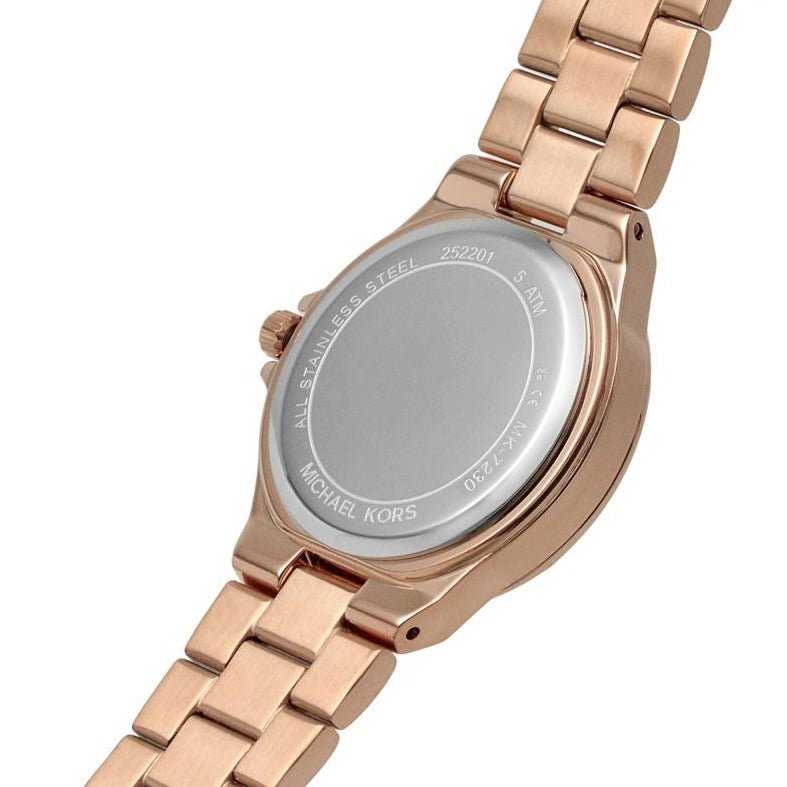 Michael Kors Lennox Three Hand Rose Gold Dial Rose Gold Steel Strap Watch For Women - MK7230