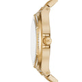 Michael Kors Lennox Three Hand Crystals White Dial Gold Steel Strap Watch For Women - MK6991