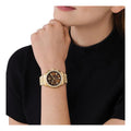 Michael Kors Lexington Chronograph Brown Dial Gold Steel Strap Watch For Women - MK7276