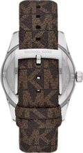 Michael Kors Lexington Silver Dial Brown Leather Strap Watch For Women - MK4745