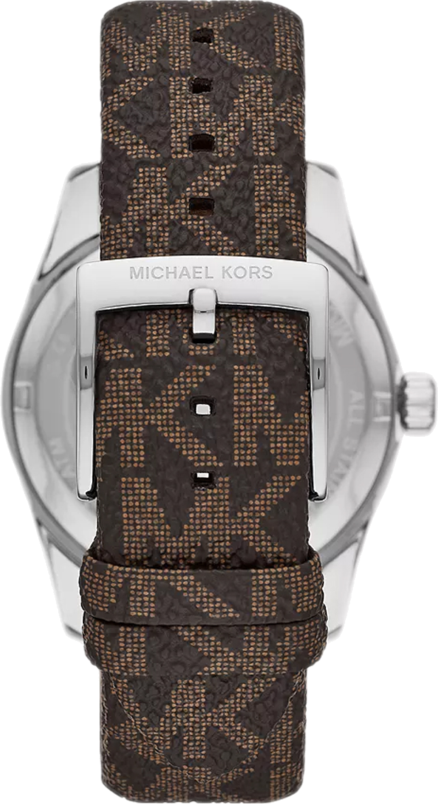 Michael Kors Lexington Silver Dial Brown Leather Strap Watch For Women - MK4745