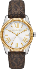 Michael Kors Lexington Silver Dial Brown Leather Strap Watch For Women - MK4745