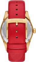 Michael Kors Lexington Three Hand Red Dial Red Leather Strap Watch For Women - MK4747