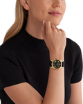 Michael Kors Lexington Black Dial Black Leather Strap Watch For Women - MK4748